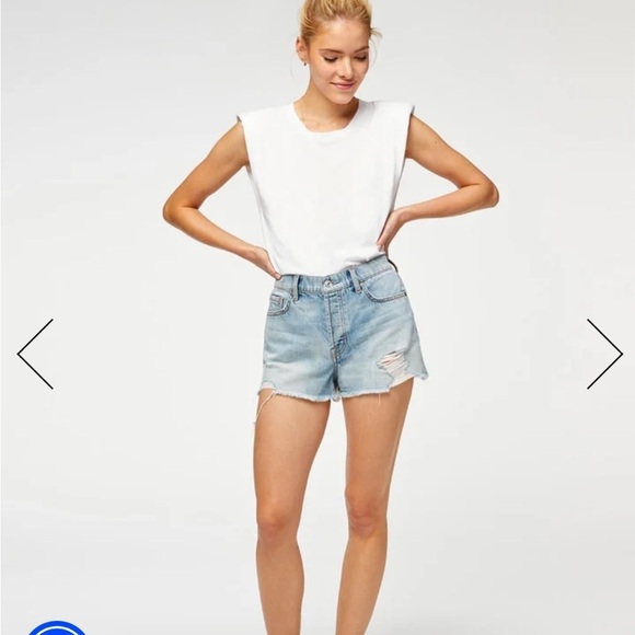 7 For All Mankind MONROE CUT-OFF SHORT IN COSMIC BLUE RIGID - Picture 1 of 12
